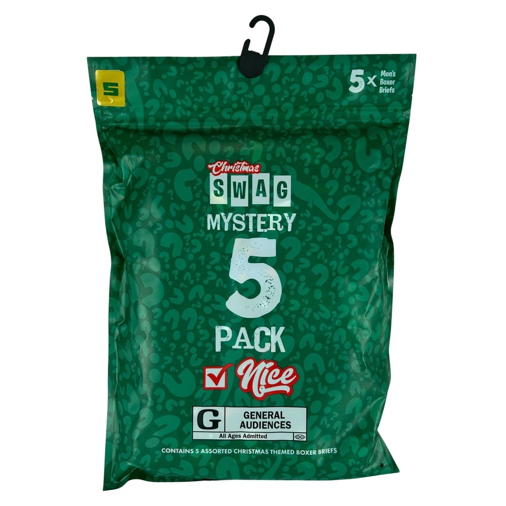 Swag Boxers Mens Christmas Mystery 5 Pack Boxer Briefs Size Small Green Nice SB5